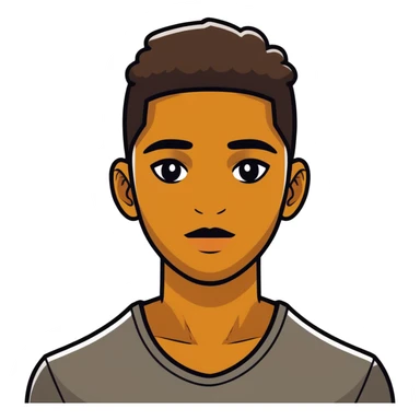 Person, golden brown skin, black mod cut sticker