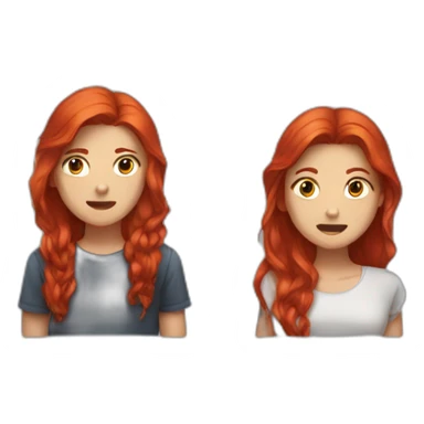 One girl red hair fight with a boy with long hair  sticker