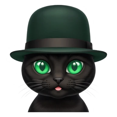 animal : chat noir avec chapeau melon sticker