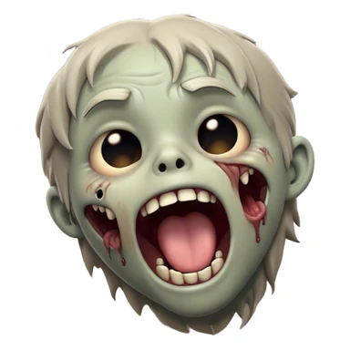 Cinematic Cute Yawning Zombie Portrait Emoji, with a delightfully quirky, slightly disheveled face in muted ashen tones, head tilted back in a big, funny yawn that reveals quirky stitches and playful gaps, simplified yet irresistibly charming, highly detailed with a soft, eerie glowing outline capturing the sleepy, offbeat vibe of a zombie taking a nap! sticker