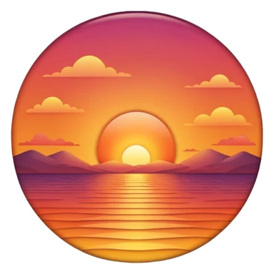 unset over horizon, rounded shapes, warm glowing colors, soft shading sticker