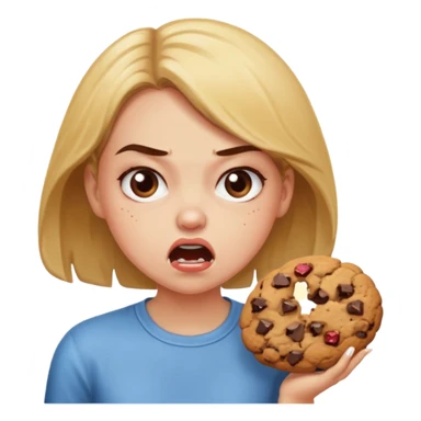 Angry girl that’s eating a lot of cookies sticker