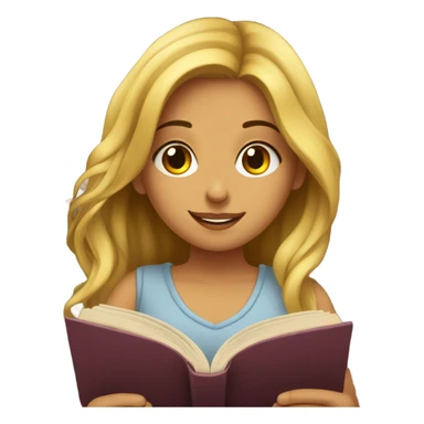 Una chica con pelo oscuro leyendo un libro cute sticker