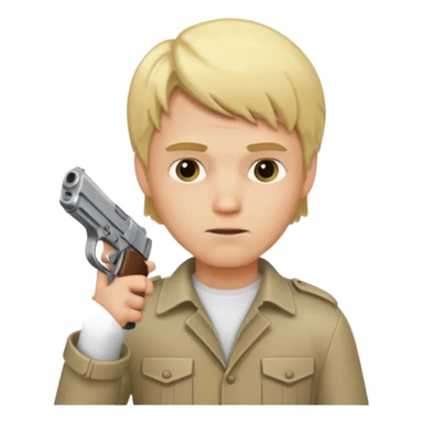 blonde male character with a handgun sticker