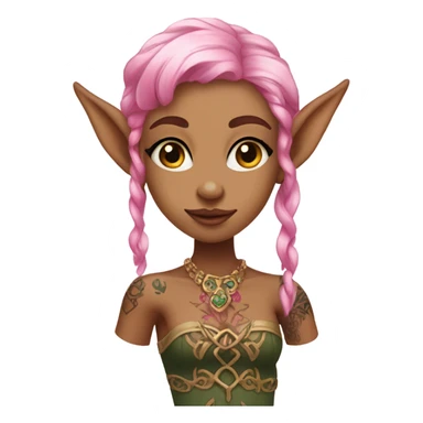 tan elf girl pink hair with tattoos sticker