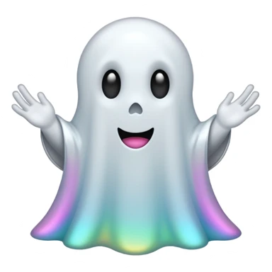 Holographic chrome cartoon ghost with no arms sticker