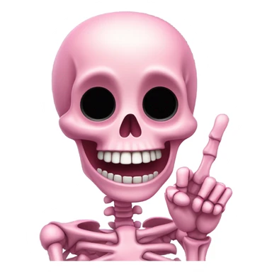 Cute pink skeleton giving the middle finger sticker