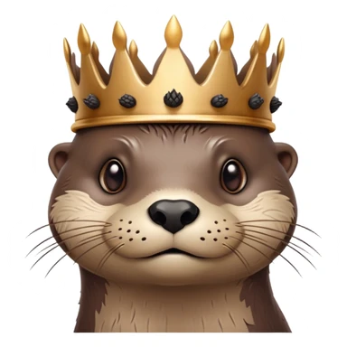 portrait of confused otter face with simple wooden thorny bramble crown, no leaves, no metal, just thorns sticker