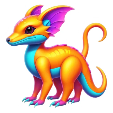 Exotic futuristic lush warm-colored neon Fakémon-creature sticker