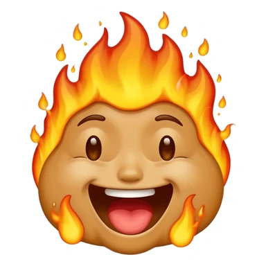 Generate an emoji that is on fire, laughing, crying, and melting at the same time with a sad mouth. Make the emoji sad. sticker
