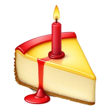 triangle lemon cheesecake on plate and red birthday candle sticker