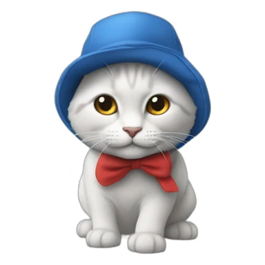 gato-azul-tres-patas-dos-colas-gorro-frigio-rojo sticker