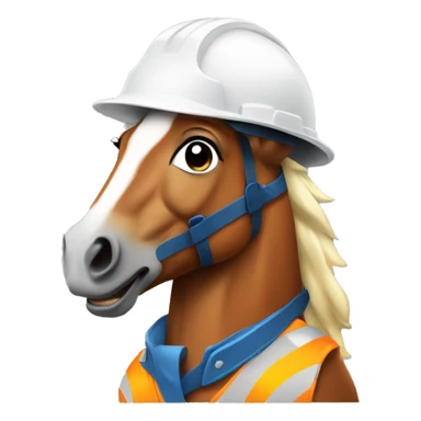 horse wearing a construction helmet sticker