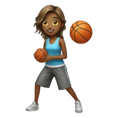 girl play basketball on beach sticker