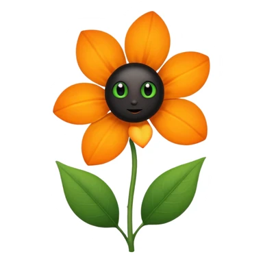 Green stem, white bud with black cartoony face: ;p. And six heart shaped yellowish orange petals sticker