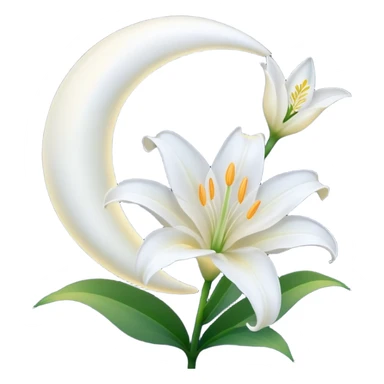Crescent moon and lilly sticker