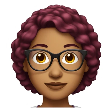 Latina women with burgundy hair and high light and glasses sticker