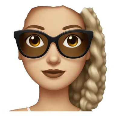 White Girl with brown hair wearing retro black cat eye sunglasses sticker