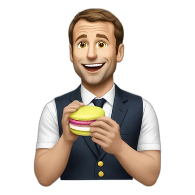 Macron eating a macaron sticker