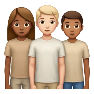 two teen boy siblings posing with a random 10-year-old girl sticker