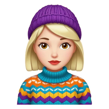 Women in Knitten wear, funky sticker