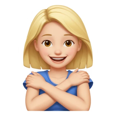 Girl crossed arms around neck laughing  sticker