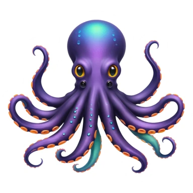 Epic iridescent black colored octopus with neon-pastel multi colored suction cups under the tentacles sticker