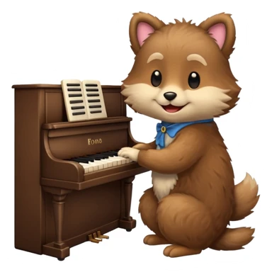 animal playing piano sticker