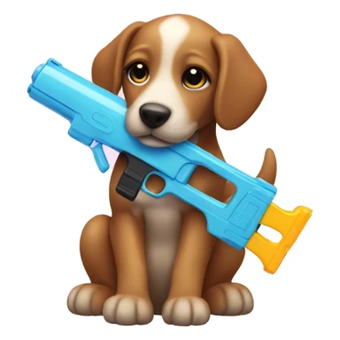 puppy and water gun sticker