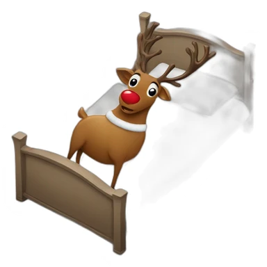 Santa reindeer under the bed  sticker