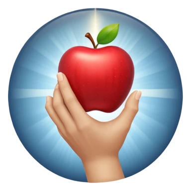 majestic hand with radiant light, symbolizing the 'finger of god', apple emoji style, no text sticker