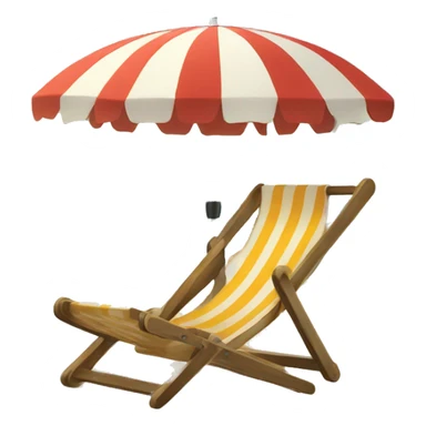 deckchair and umbrella at the beach sticker