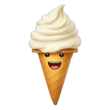 Ice cream cone with a happy face sticker
