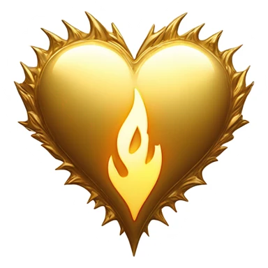gold heart with flame sticker