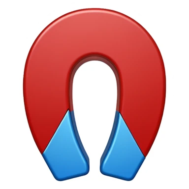 Horseshoe magnet emoji-style, vertical, split in half: left blue with “S”, right red with “N”, clean background.
 sticker