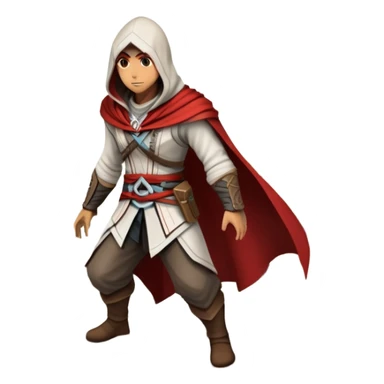 An icon representing an adventure game, inspired by Assassin's Creed. The design features a heroic character in hooded attire, scaling a tall building in a historical cityscape. The background shows ancient architecture and hidden symbols, symbolizing exploration and stealth. Transparent background  sticker
