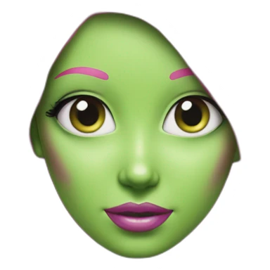 Green skinned Alien Barbie with pink hair sticker