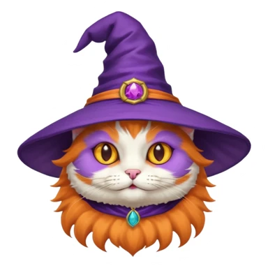 cat wear purple wicth hat sticker