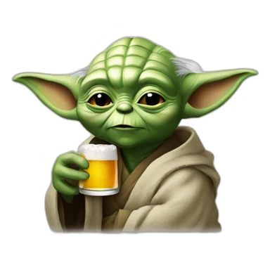 Yoda drinking a beer sticker