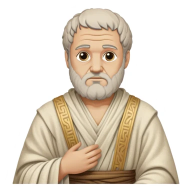 Cinematic Realistic portrait of Aristotle the philosopher, depicted as a wise, contemplative figure in detailed ancient Greek attire, with a textured draped robe and thoughtful expression, bathed in soft classical lighting that highlights his timeless intellect. sticker
