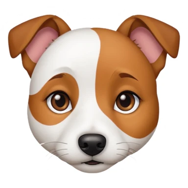 Jack Russell terrier. All white fur. Brown spot on left eye and left ear sticker