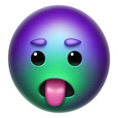 A slime emoji, that is green, purple, and black. The green color brings the slime. And the emojis tongue sticking out and one eye closed simulating a winky face sticker