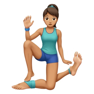 A women doing fot rehab, pressing her big toe against a wall  sticker