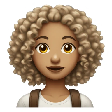 curly haired lightskin girl with brown eyes and a septum piercing sticker