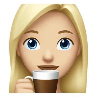 Blonde girl blue eyes drinking coffee sticker