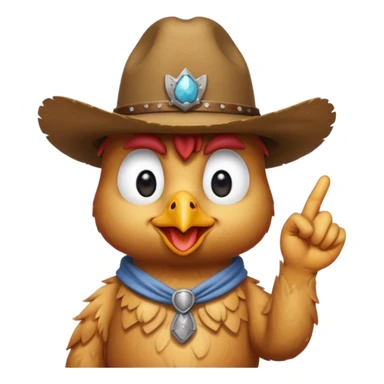 Chicken wearing cowboy hat with middle finger sticker