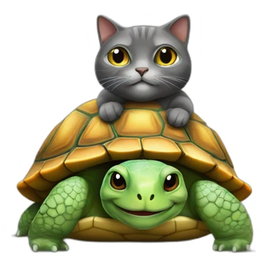 Un chat sur une tortue sticker