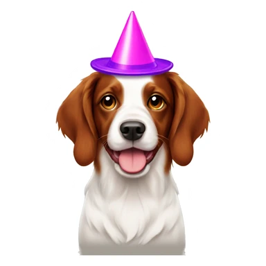 Brittany spaniel with party hat sticker