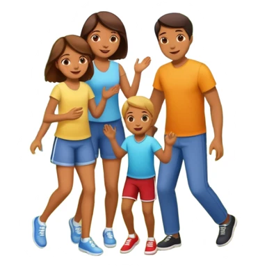 A family playing in the park, lively, colorful, detailed sticker