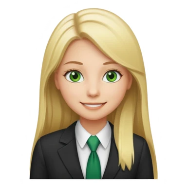 Green eyes office girl with straight long blonde hair barbie sticker